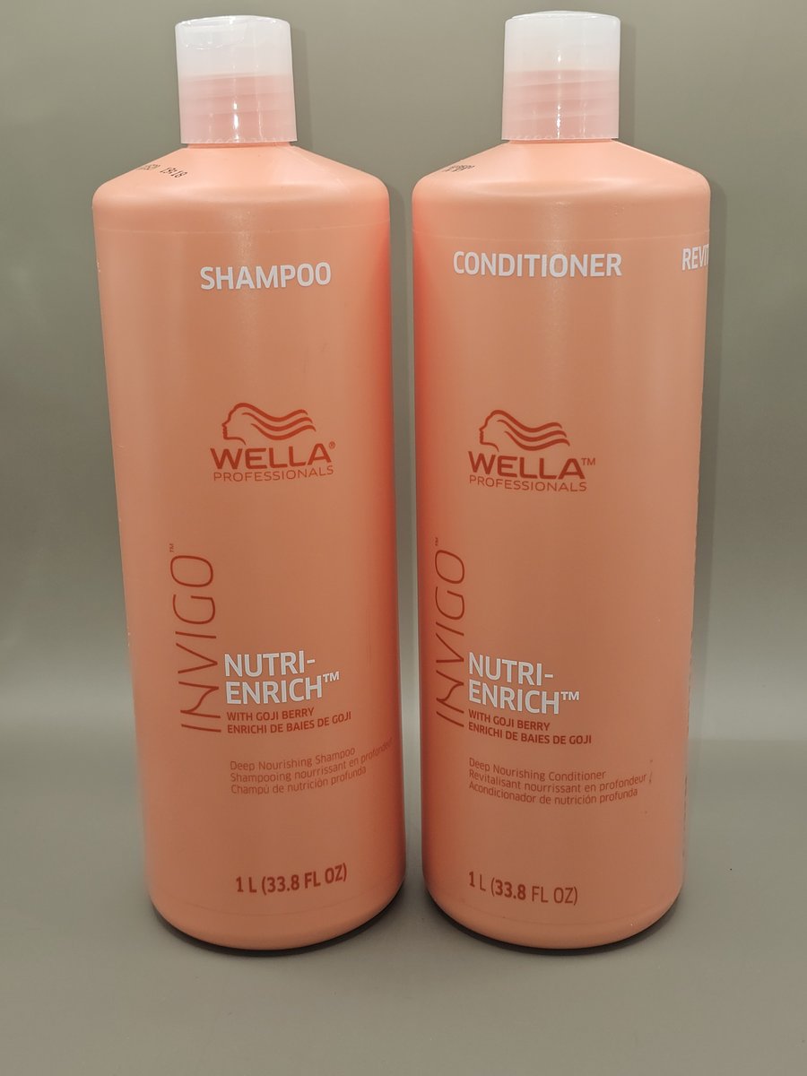 Wella Invigo Nutri-Enrich shampoo and conditioner liter bottles