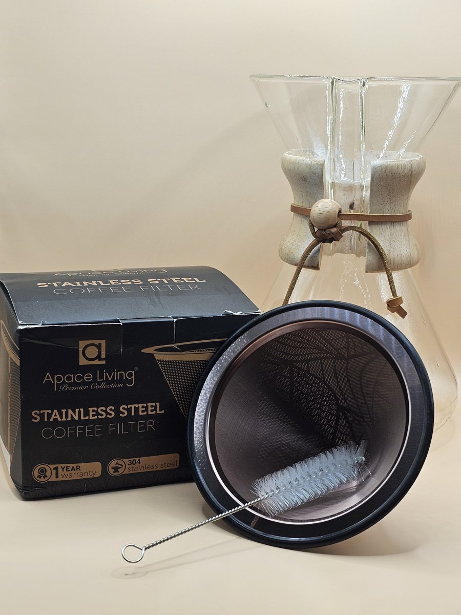 Apace Living stainless steel pour over filter with box and brush