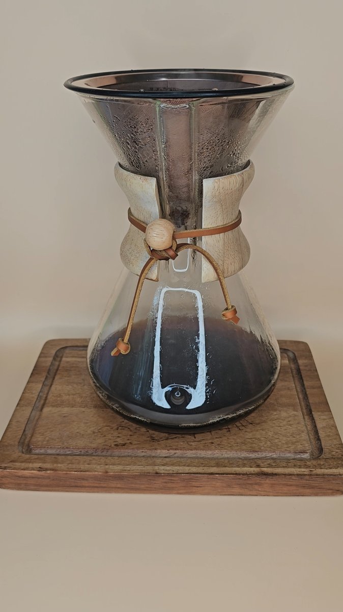 Chemex pour over coffee maker with fresh coffee
