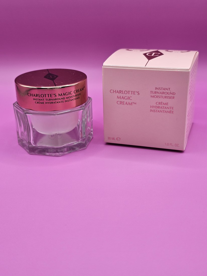 Charlotte Tilbury Magic Cream moisturizer jar and box