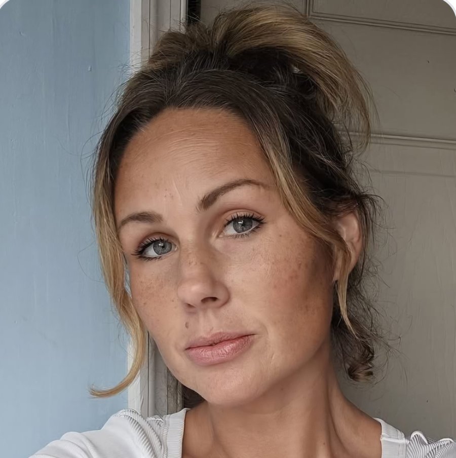 Bridget with bare skin, no makeup